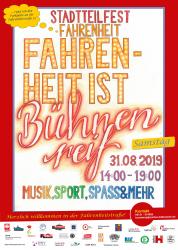 Plakat Stadtteilfest Fahrenheit 2019 Plakat Stadtteilfest Fahrenheit 2019